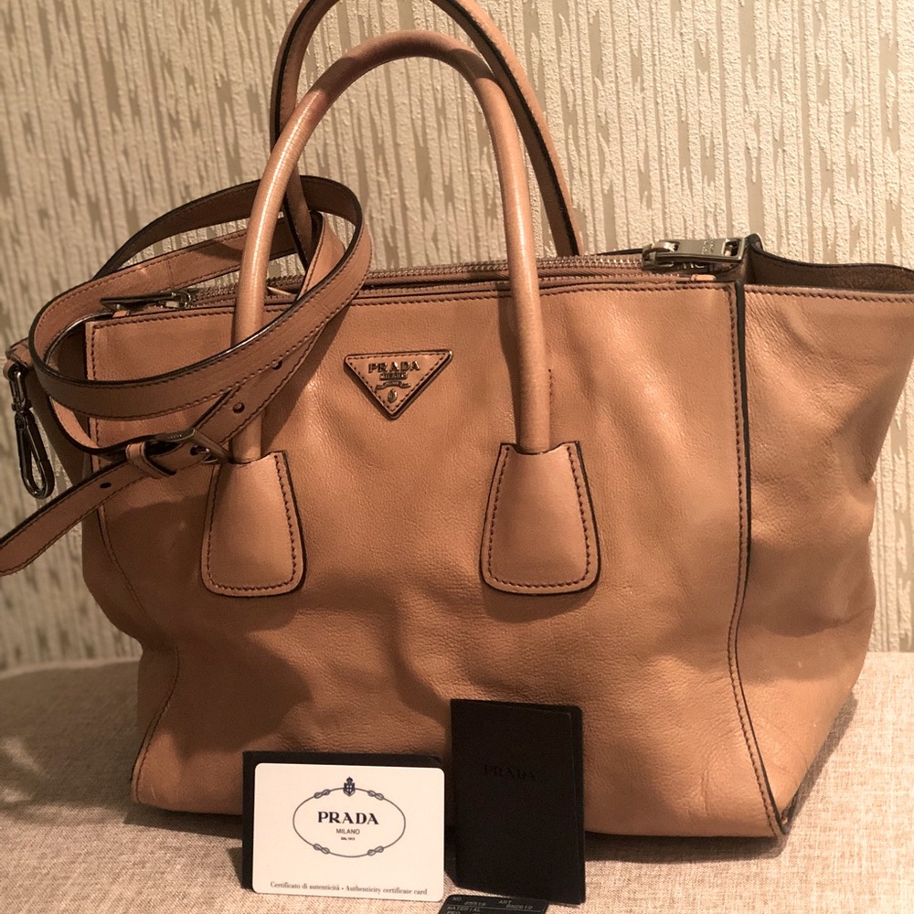 Authentic Prada Milano Leather Double Zip Tote